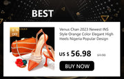 Venus Chan Newest INS Style Peach Color Rhinestone Elegant High Heels Nigeria Popular Design African Ladies Shoes