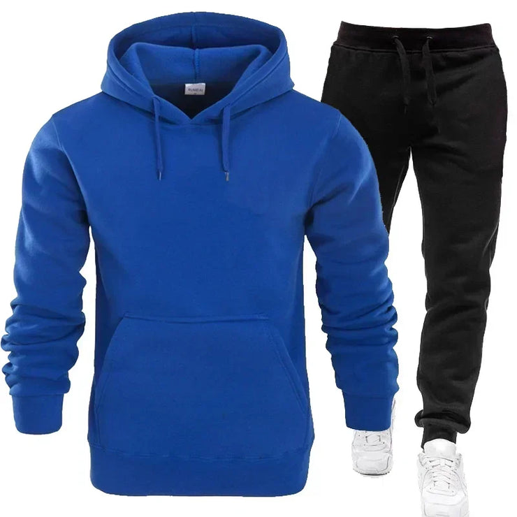 Basic Men 2Pcs/Sets Sweatshirt Hoodies Pants  Gyms Fitness Tops Joggers Sportswear Tracksuits