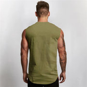Men's Gym Fitness Sport Vest Summer Cool Cotton Breathable Muscle Tank Top Sleeveless T-Shirt for Bodybuilding Workout