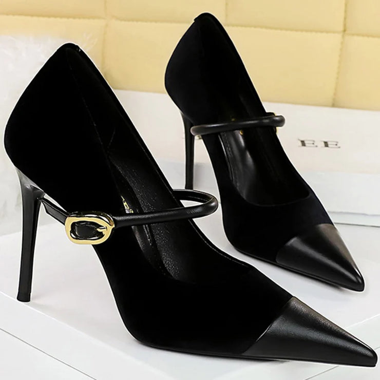 Korean Velvet High Heels Women&