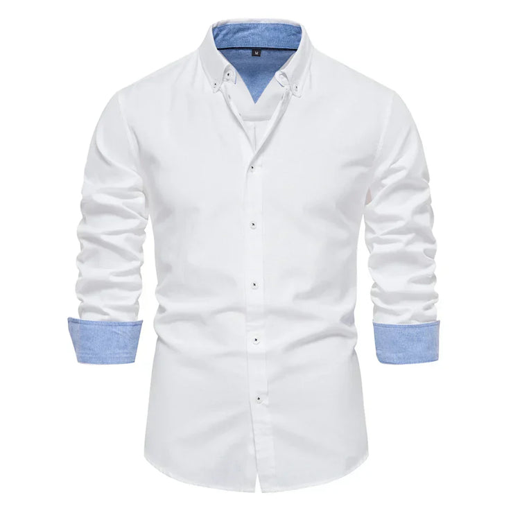 Cotton Oxford Long Sleeve Button