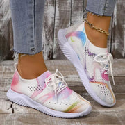 Women Mix Color Mesh Knitted Sneakers Autumn Lightweight Breathable Soft Sole Running Shoes Woman Slip on Flats Sock Shoes