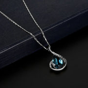 Women's Elegant Waterdrop Rhinestone Pendant Necklace Hook Earrings Jewelry Set