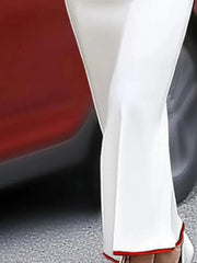 Women's Sexy Deep V-Neck Bodycon A-Line Dress Long Sleeves Contrast Color Prom Party Maxi Ankle-Length Polyester Spandex