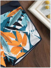 Women's Sporty Surfing Bikini Set Fashion Printed Lace-Up Swimsuit High-Waisted Beachwear Swimwear with Splice Details
