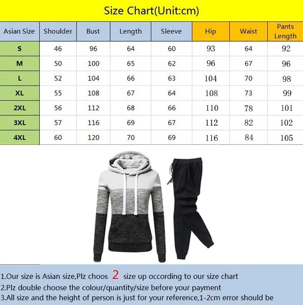 Women Tracksuit Printing Hooded Sweatshirt Sweatpant Color Block Versatile , Jogging Pullovers Sport Trousers Outfits S-3XL