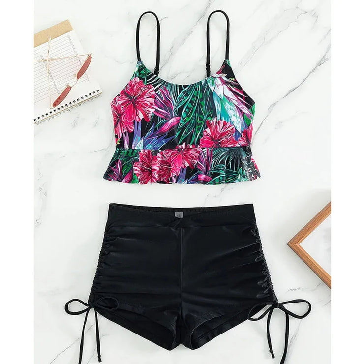 Summer Sexy Floral Print Tankini Set Women&
