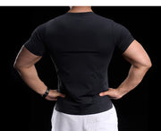 Men's Gym Fitness Training Clothing Men's High-elasticity Breathable Sports Tight Short-sleeved T-shirt, Running Sports