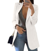 Women's Slim Fit Cardigan Blazer Casual Fashion European American Style Oversized Suit Coat V-Neck Polyester Cotton Jacket