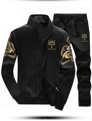 Men's Tracksuit Fleece Jacket and Sweatpants Warm