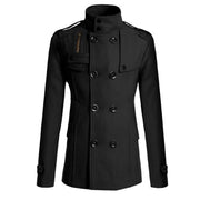 Men's Casual Woolen Coat Mid-Length Button-Down Suit Collarluxury Retro Streetwear Jacket in Black/Grey/Khaki/Navy - Fashionable Autumn/Winter Outerwear