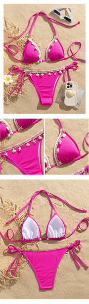 Sexy White Bikini Set Women's Swimwear  Eye-Catching Polka Dot Bathing Suits