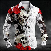 Halloween Witch Horror Men's Formal Button Shirt Long Sleeve Halloween