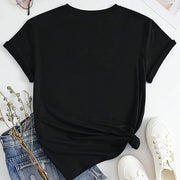 Women's Casual round Neck T-shirt Letter Print Spring Summer Comfortable Loose Short Sleeve Fashion Top