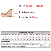 Women Leopard Grain Peep Toe  Platform High Heels Sandals Slip-On PVC Transparent Shoe