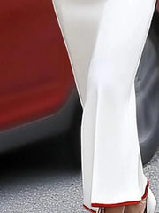 Women's Sexy Deep V-Neck Bodycon A-Line Dress Long Sleeves Contrast Color Prom Party Maxi Ankle-Length Polyester Spandex