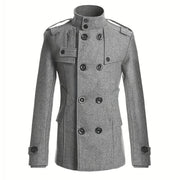Men's Casual Woolen Coat Mid-Length Button-Down Suit Collarluxury Retro Streetwear Jacket in Black/Grey/Khaki/Navy - Fashionable Autumn/Winter Outerwear