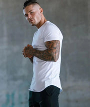 Men's Cotton Breathable Fitness T-Shirt Short Sleeve Running Gym Tee Comfortable Tight Summer Fitness Gear O-Neck Pull-On Closure
