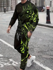 Men's Long-sleeved Set 3D Printed Lion Animal Pattern  Sweatshirt And Trousers Jogging Suit