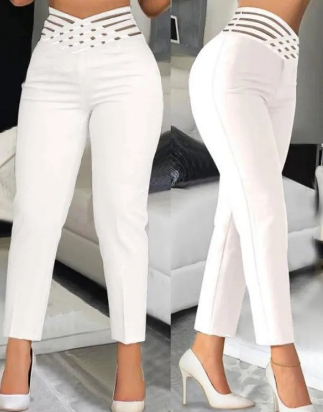 Women  Seam  High Waist Zipper Fly Female Slim  Pants