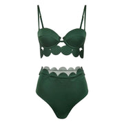 3Pcs Laser Cut Swimsuit Women Sexy Bikini Push Up Swimwear High Waisted Biquini Female Hollow Bathing Suit Bodysuit Beachwear