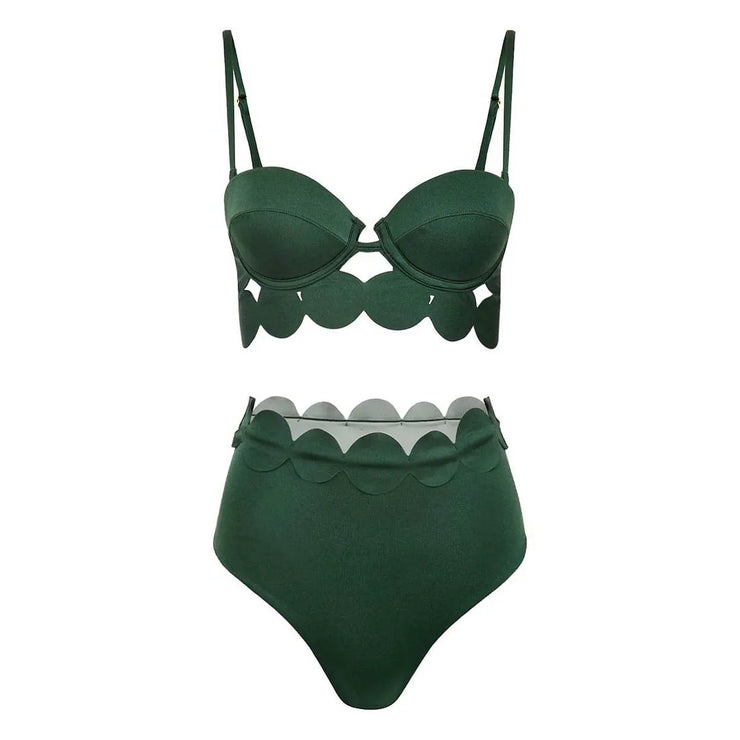 3Pcs Laser Cut Swimsuit Women Sexy Bikini Push Up Swimwear High Waisted Biquini Female Hollow Bathing Suit Bodysuit Beachwear