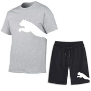 Men's Mesh T-shirt Sweatpants  Casual Short-sleeved T-shirt Sportswear Set