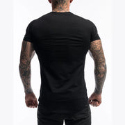 Men's Cotton Breathable Fitness T-Shirt Short Sleeve Running Gym Tee Comfortable Tight Summer Fitness Gear O-Neck Pull-On Closure
