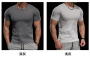 Men's Gym Fitness Training Clothing Men's High-elasticity Breathable Sports Tight Short-sleeved T-shirt, Running Sports