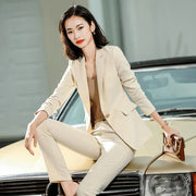 Women's 2 Piece Suit Office Lady OL Beige Pink Khaki Apricot Coffee Black Blue S-5XL Pant Set with Jacket Blazer And Trousers