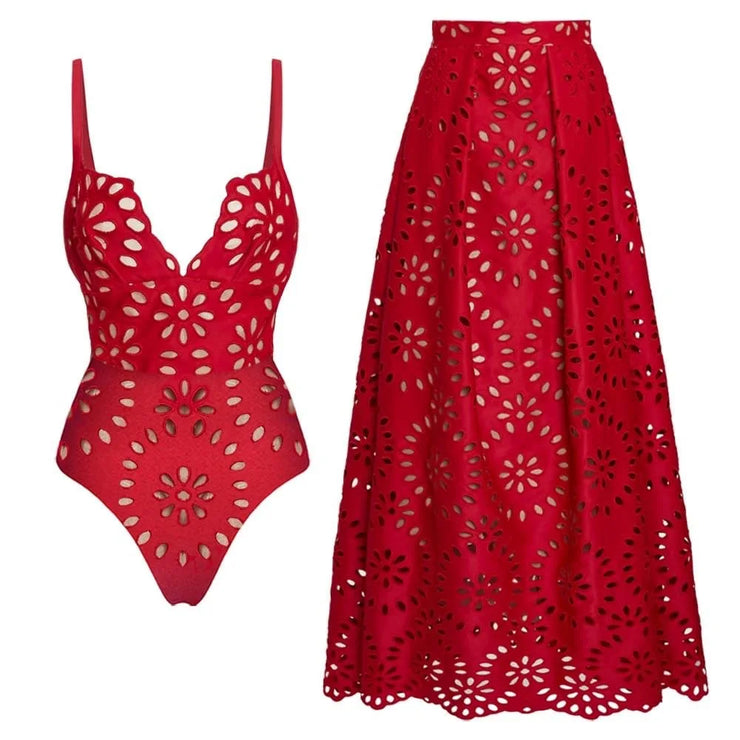 3Pcs Laser Cut Swimsuit Women Sexy Bikini Push Up Swimwear High Waisted Biquini Female Hollow Bathing Suit Bodysuit Beachwear