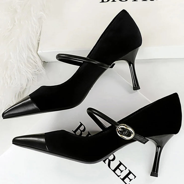 Korean Velvet High Heels Women&