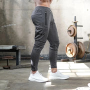 Summer Men's Slim Fit Sweatpants Pants Solid Color Elastic Waist Outdoor Running Training Casual Cargo Midweight Polyester