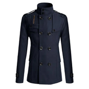 Men's Casual Woolen Coat Mid-Length Button-Down Suit Collarluxury Retro Streetwear Jacket in Black/Grey/Khaki/Navy - Fashionable Autumn/Winter Outerwear