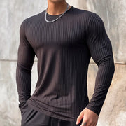 Men's Gym Fitness Long Sleeve T-shirt Quick Dry Casual O-Neck Bodybuilding Shirt for Running Sports Training Polyester Tees