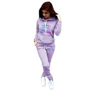 Women Tracksuit  Autumn Winter Warm Printing Hooded Sweatshirts Suit Fashion  High Quality Jogging Pants Sets