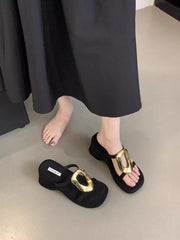 Women's High-Heeled Rubber Flip Flops Slippers Soft Platform Wedge Luxury Slides Comfortable Designer Fashion Hawaiian Style