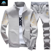 Men's Tracksuit Fleece Jacket and Sweatpants Warm