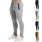 Men's Solid Color Fitness Trousers Spring Summer Casual Elastic Ankle-Length Pants Navy Blue Black Light Gray Brown
