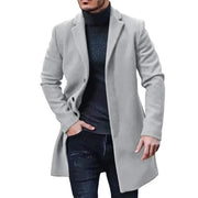 Men's Woolen Overcoat, Windbreaker, Solid Color, Trench Coat, Autumn Winter, Casual, Long Cardigan, Jaqueta, Single Breasted