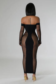 Women  Full Sleeve Long  Mesh Hollow  Dresses