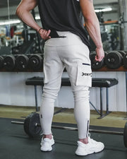 Summer Men's Slim Fit Sweatpants Pants Solid Color Elastic Waist Outdoor Running Training Casual Cargo Midweight Polyester