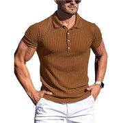 Men's Summer Solid Stripe  Elasticity Short Sleeve Polo Shirts