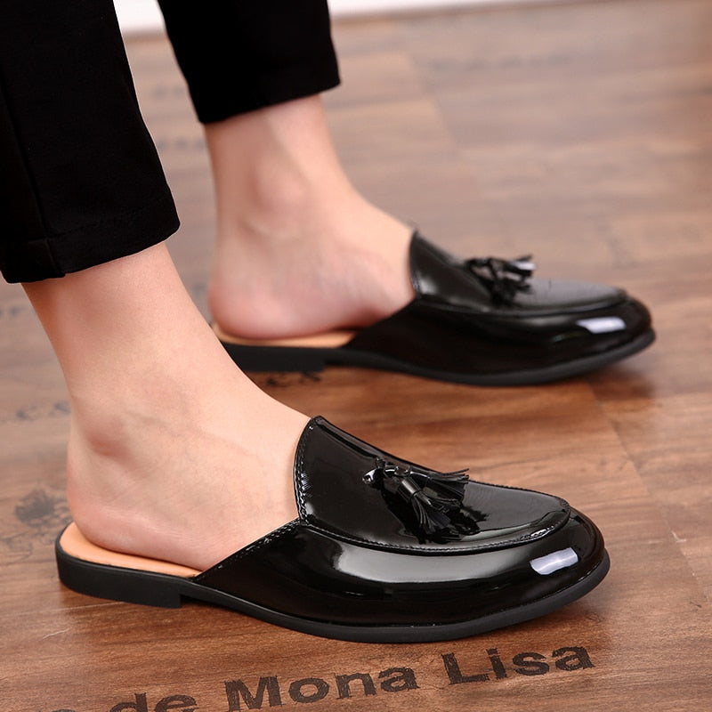 Men mules  leather  casual fashion Slippers