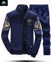 Men's Tracksuit Fleece Jacket and Sweatpants Warm