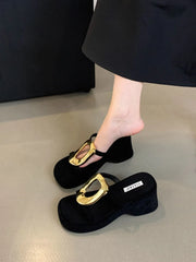 Women's High-Heeled Rubber Flip Flops Slippers Soft Platform Wedge Luxury Slides Comfortable Designer Fashion Hawaiian Style