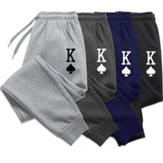 Men's Casual Cotton Pencil Pants Loose Fit Printed Elastic Waist Outdoor Jogging Trousers with Pockets Full Length Summer Wear