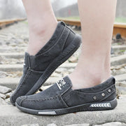 Men's Canvas Slip-On Casual Shoes Denim Breathable Driving Moccasin Soft Insole Lightweight Outdoor Sneakers