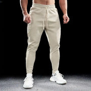Men's Autumn Winter Pure Cotton Sweatpants Slim Fit Elastic Waist Comfortable Breathable Zipper Casual Trousers