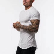 Men's Cotton Breathable Fitness T-Shirt Short Sleeve Running Gym Tee Comfortable Tight Summer Fitness Gear O-Neck Pull-On Closure